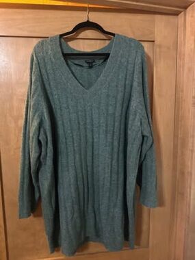 torrid Green Ribbed V-Neck Sweater